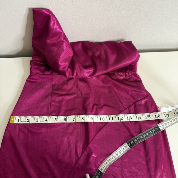 Dress The Population Laos Metallic Pink Fuchsia One Shoulder Dress Small NWT - Picture 12 of 13